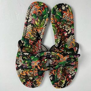 Sam Edelman Carter Flat Sandal Womens 10M Multicolor Snake Floral Print
